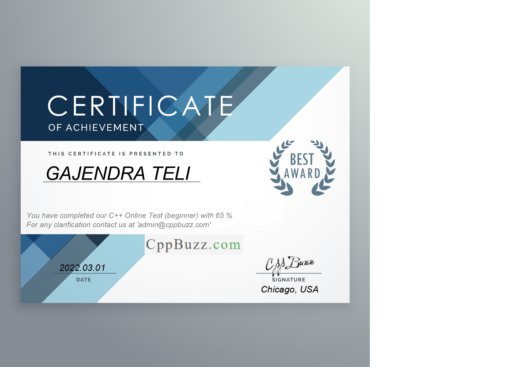 Certificate 2