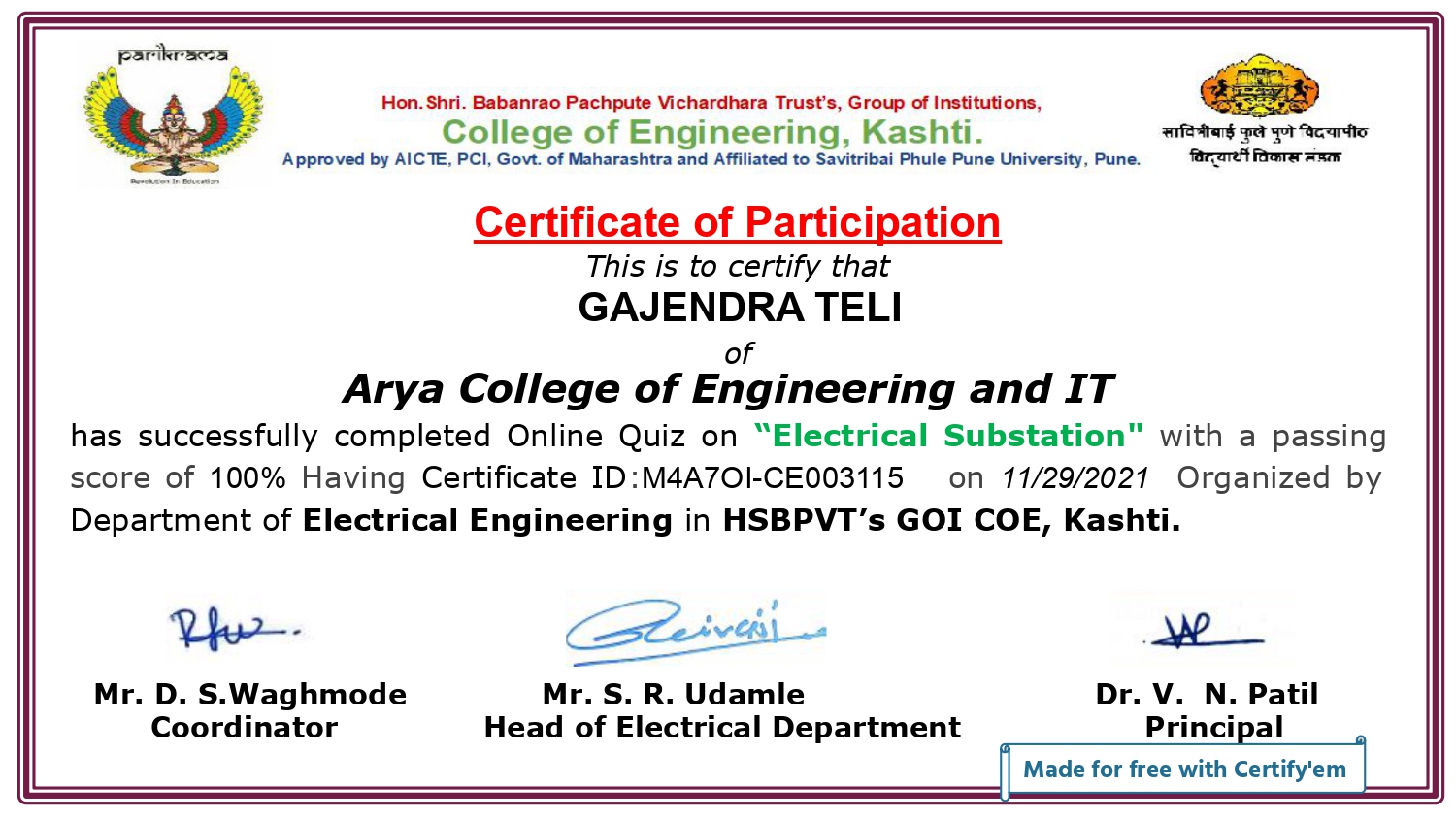 Certificate 2