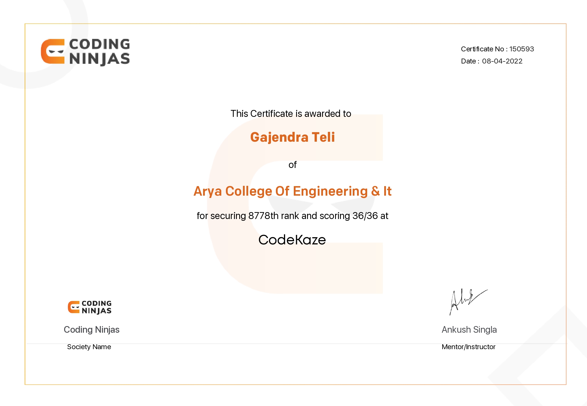 Certificate 2
